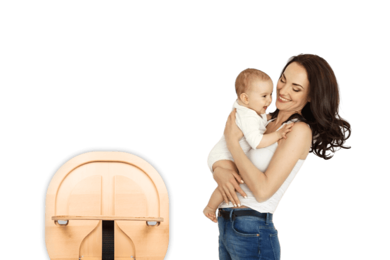 Mom with toddler chair nest on wall no BG Mom with toddler chair nest on wall no BG